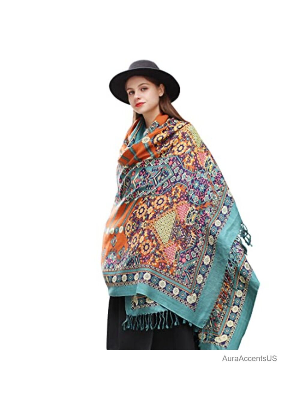100% Merino Wool Extra Large Pashmina Shawl for Women, Oversized Wrap with